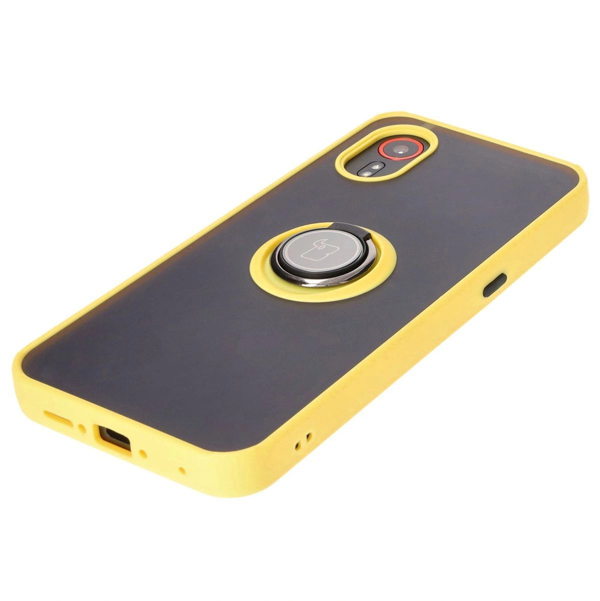 Bizon Case Hybrid Ring Samsung Galaxy Xcover7 smoky with a yellow frame