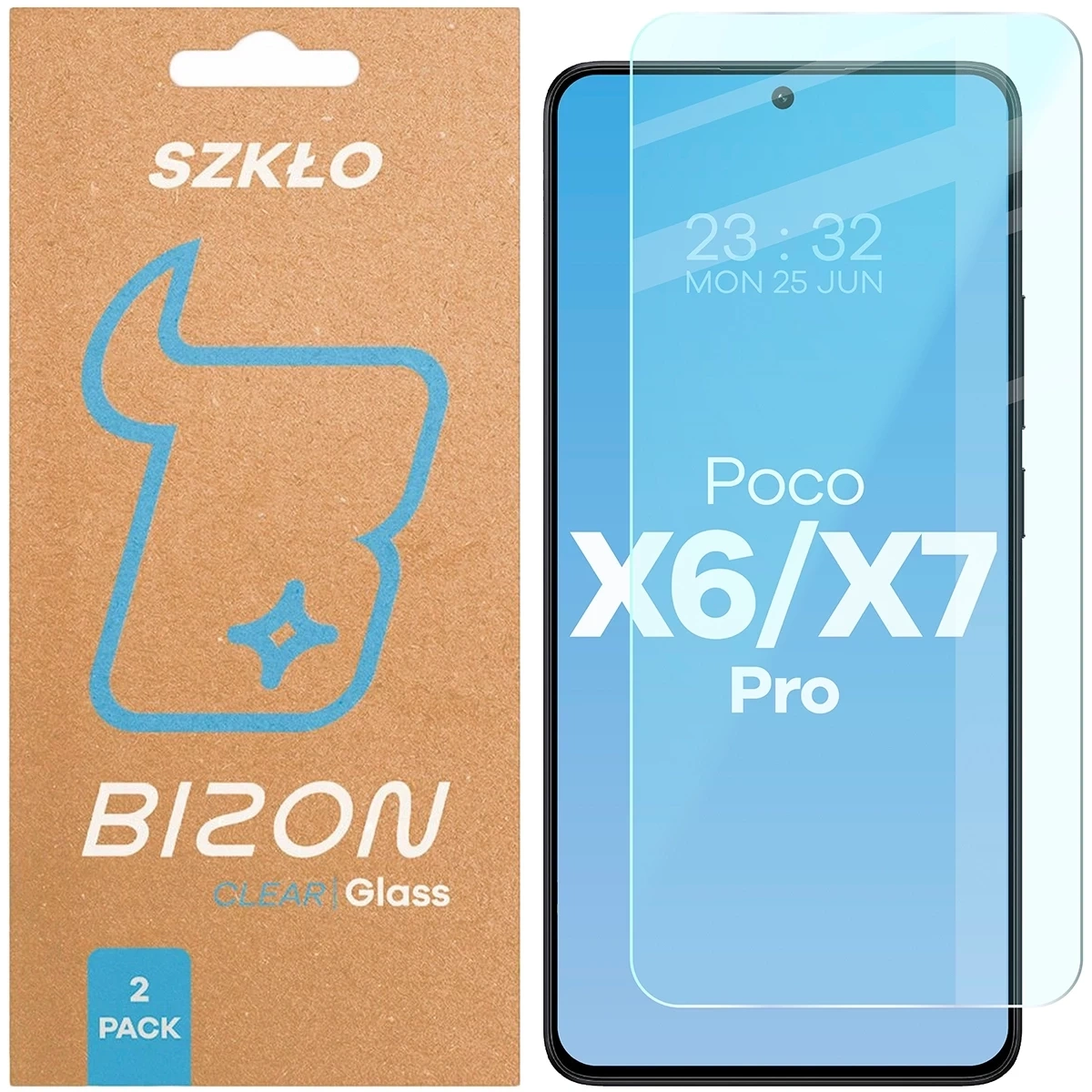Szkło hartowane Bizon Glass Clear Duo do Xiaomi POCO X6 Pro / X7 Pro [2 PACK]