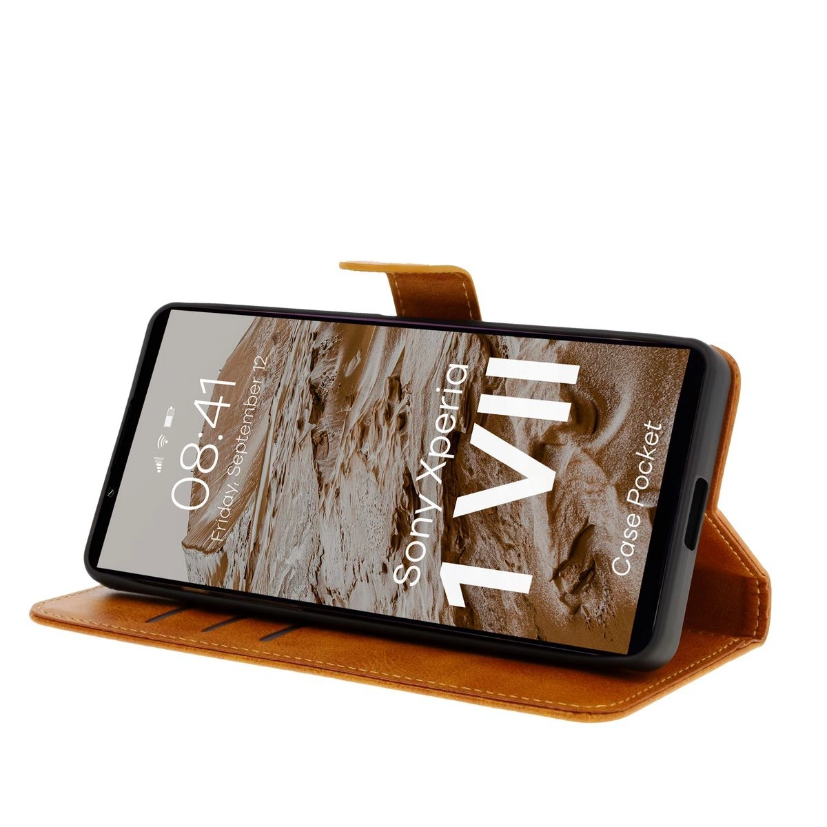 Etui z klapką Bizon Case Pocket do Xperia 1 VII brązowe