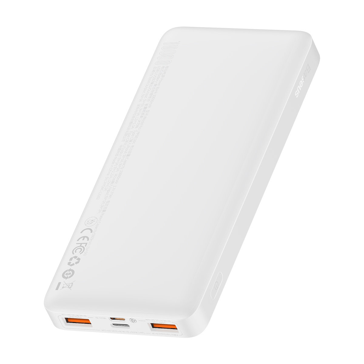 Powerbank Baseus Bipow 10000mAh 20W white (Overseas Edition) + USB-A/microUSB cable 0.25m white