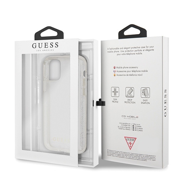 Guess GUHCN58PCGLSI Apple iPhone 11 Pro silver hard case Glitter
