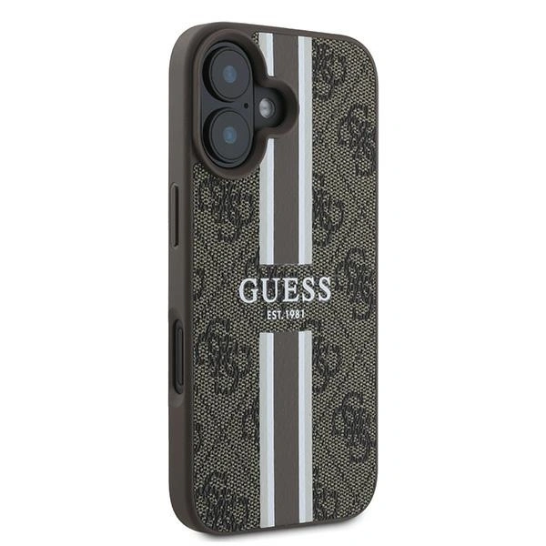 Guess GUHMP16MP4RPSW Apple iPhone 16 Plus hardcase 4G Printed Stripes MagSafe brown
