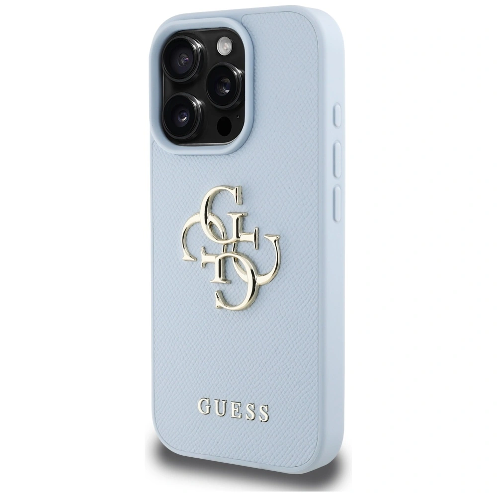 Guess Grained Big 4G Logo Small Classic Logo Apple iPhone 16 Pro Max blue