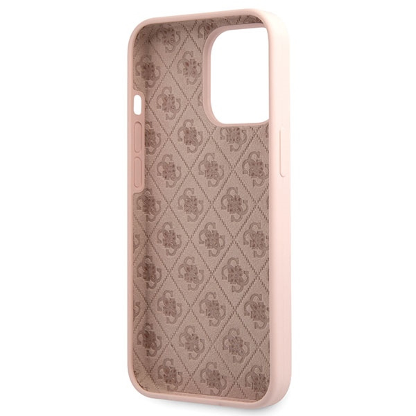 Guess GUHCP13XLSLMGLP Apple iPhone 13 Pro Max light pink hardcase Silicone Script Gold Logo