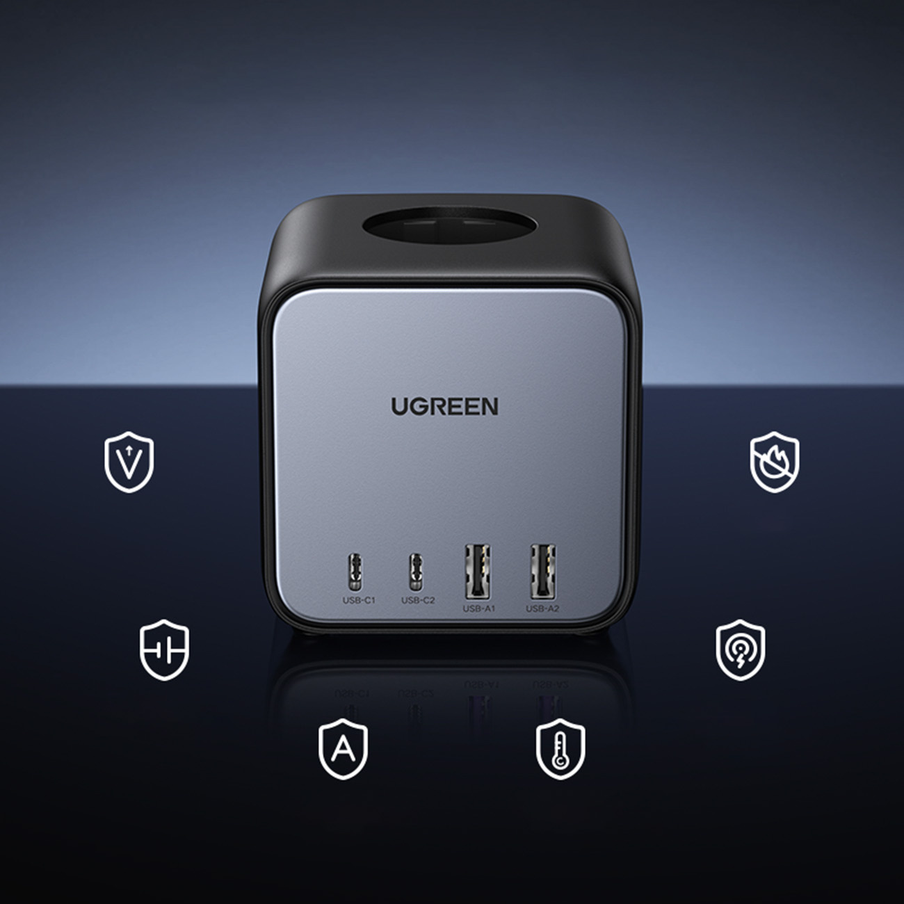 UGREEN CD268 Power Strip Cube 65W USB-A/USB-C + 3x AC black