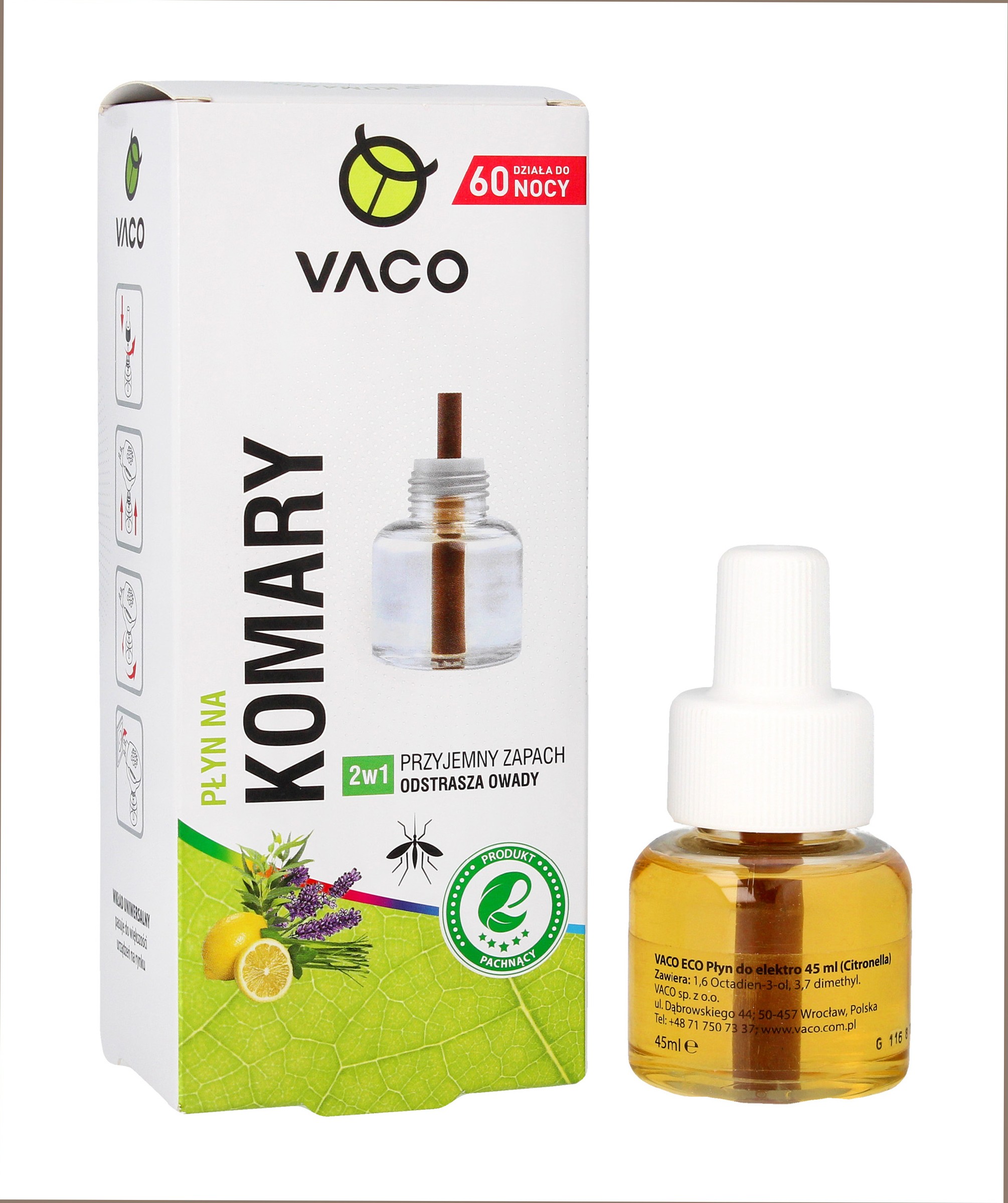 VACO ECO Płyn do elektro na komary,meszki i muszki 2w1 (Citronella) - wkład 45ml