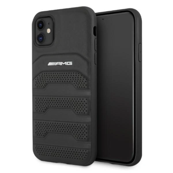 AMG AMHCN61GSEBK Apple iPhone 11 / XR hardcase Leather Debossed Lines black