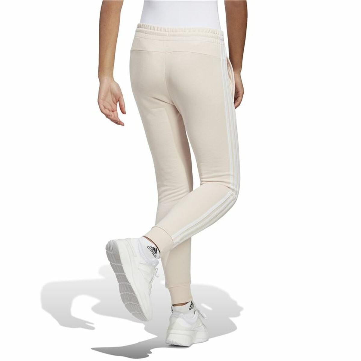 Long Sports Trousers Adidas Essentials 3 Stripes Beige Lady