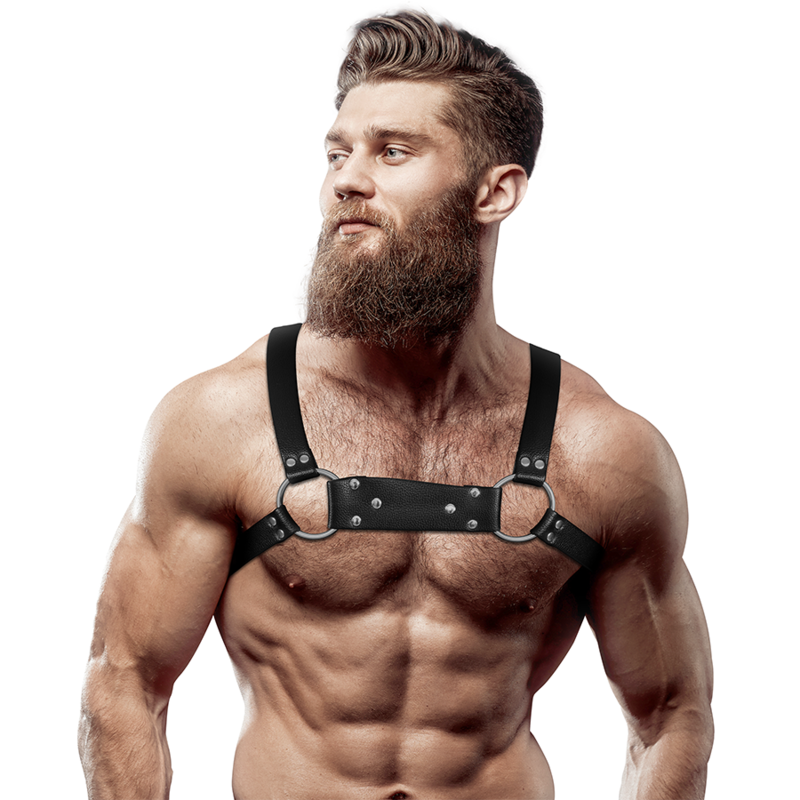 FETISH SUBMISSIVE ATTITUDE - MEN&#39;S ECO-LEATHER BULLDOG CHEST HARNESS SIZE M/L