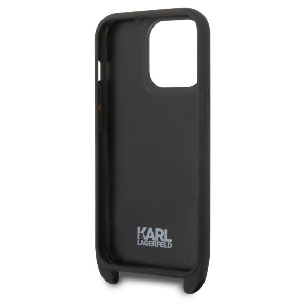 Karl Lagerfeld KLHCP14LSTMMK Apple iPhone 14 Pro hardcase black Monogram Plaque Logo Strap