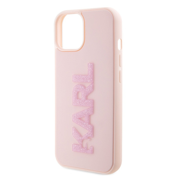 Karl Lagerfeld KLHCP15S3DMBKCP Apple iPhone 15 hardcase 3D Rubber Glitter Logo pink