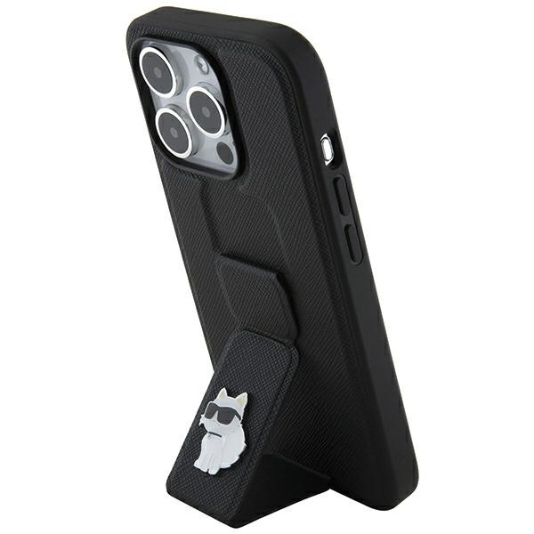 Karl Lagerfeld KLHCP14XGSACHPK Apple iPhone 14 Pro Max hardcase Gripstand Saffiano Choupette Pins black