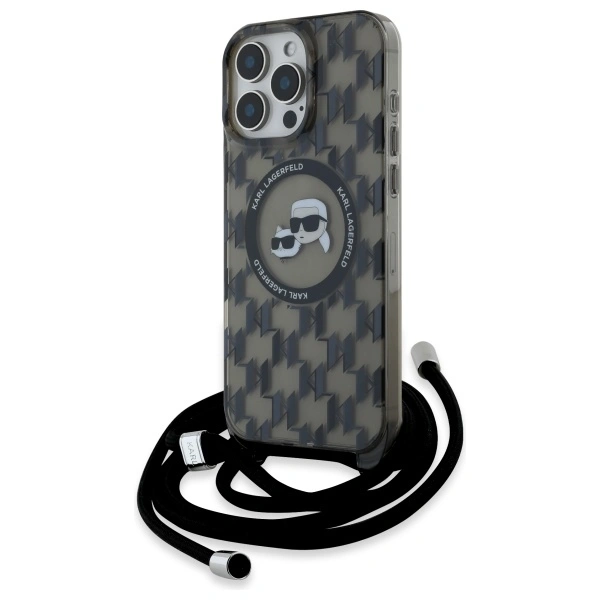 Karl Lagerfeld KLHMP16LHCKCKLCK Apple iPhone 16 Pro hardcase IML Crossbody Monogram Karl & Choupette Head MagSafe black