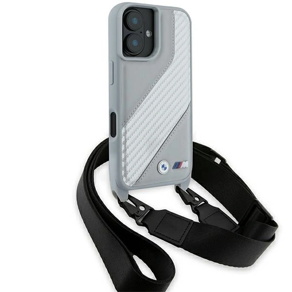 BMW BMHCP16S23PSCCG Apple iPhone 16 hardcase M Edition Carbon Stripe & Strap grey