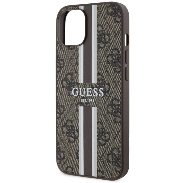 Guess GUHMP14SP4RPSW Apple iPhone 14 brown hardcase 4G Printed Stripes MagSafe