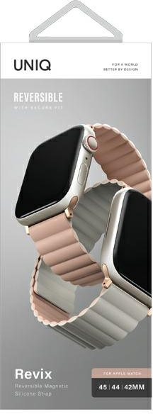 UNIQ Revix strap Apple Watch 4/5/6/7/SE/8/9/Ultra 44/45/49mm Reversible Magnetic pink-beige