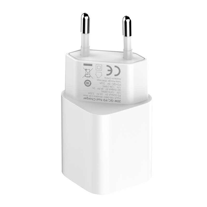 LDNIO A2318C USB, USB-C 20W mains charger + USB-C/Lightning cable