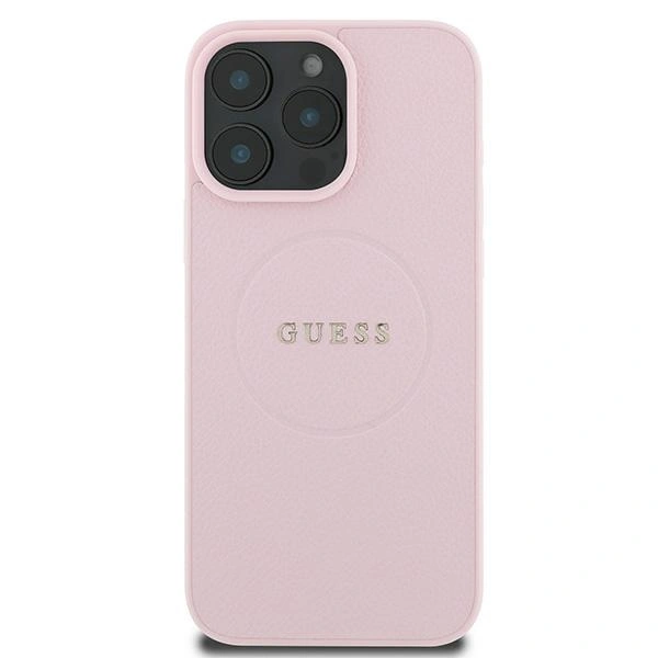 Case Guess GUHMP15XPGHSMMP Apple iPhone 15 Pro Max hardcase Grained Ring MagSafe pink