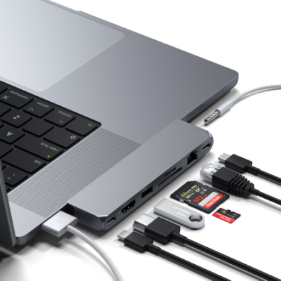 Satechi Pro Hub Max USB-C MacBook (2x USB-C, USB-A, 4K HDMI, card reader micro/SD, Ethernet) Space Gray