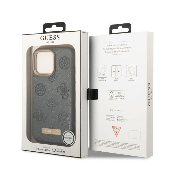 Guess GUHMP13XSAPSTG Apple iPhone 13 Pro Max grey hardcase Peony Logo Plate MagSafe
