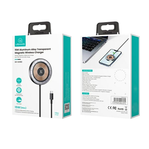 USAMS US-CD183 Wireless Charger magnetic 15W black CD183CDX01