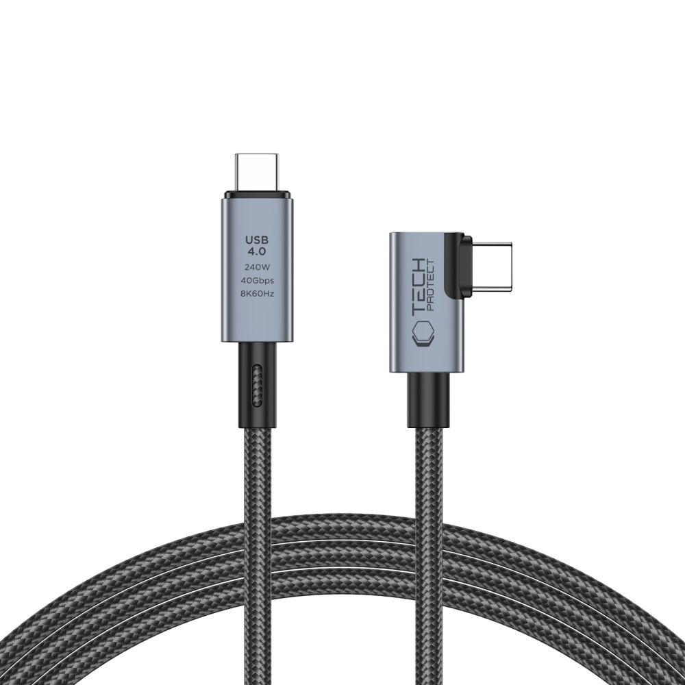 Tech-Protect Ultraboost Max L USB-C / USB-C angle cable USB 4.0 8K 40Gbps PD 240W 150cm Grey