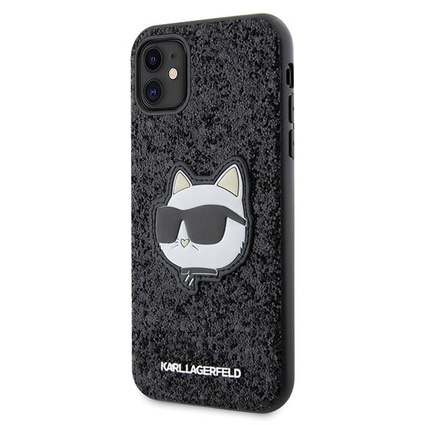 Karl Lagerfeld KLHCN61G2CPK Apple iPhone 11/XR black hardcase Glitter Choupette Patch