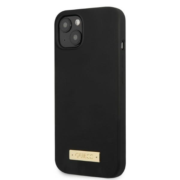 Guess GUHMP13MSPLK Apple iPhone 13 black hard case Silicone Logo Plate MagSafe
