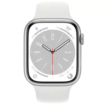 Apple Watch Series 8 45mm Silver (Whitete Siliconenband)