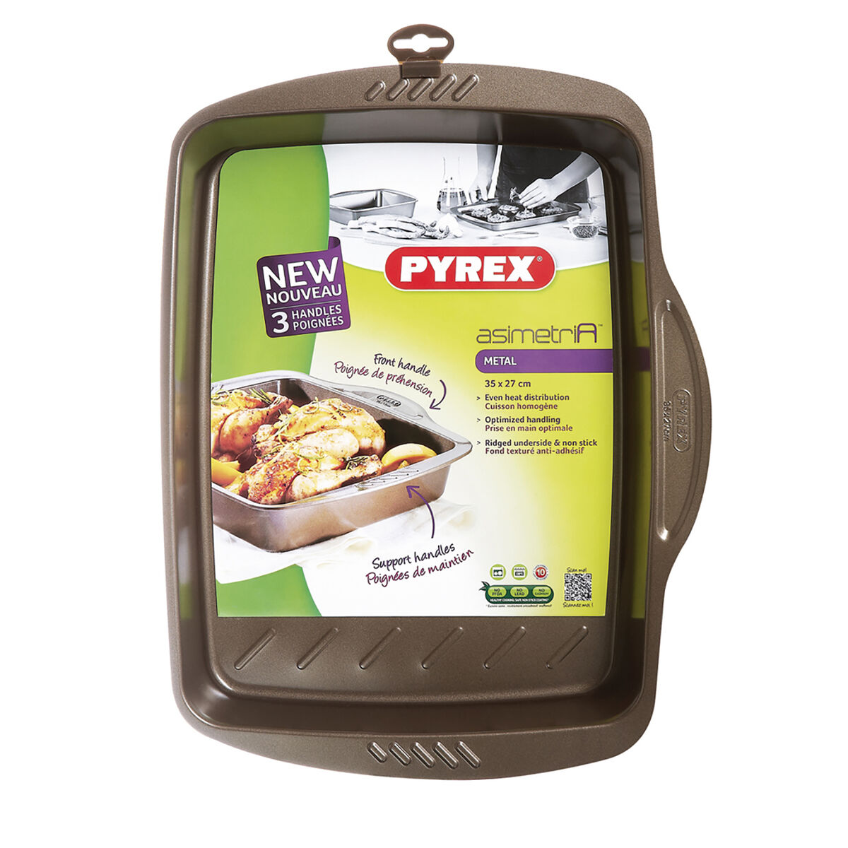 Backform Pyrex Asimetria rechteckig Schwarz 35 x 27 cm Metall (6 Stück)