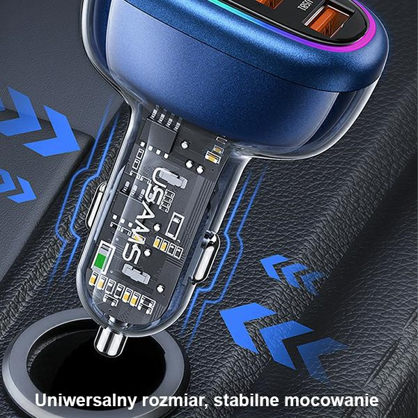 USAMS Car Charger 2xUSB-C 2xUSB-A C34 120W Fast Charge Blue CC169CC01 (US-CC169)