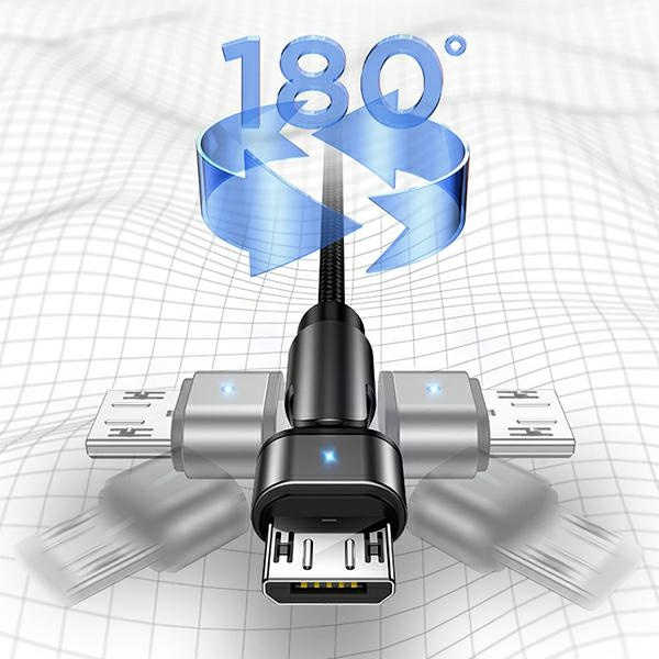 USAMS Nylon Cable Rotatable U60 2A microUSB green 1m SJ478USB02 (US-SJ478)