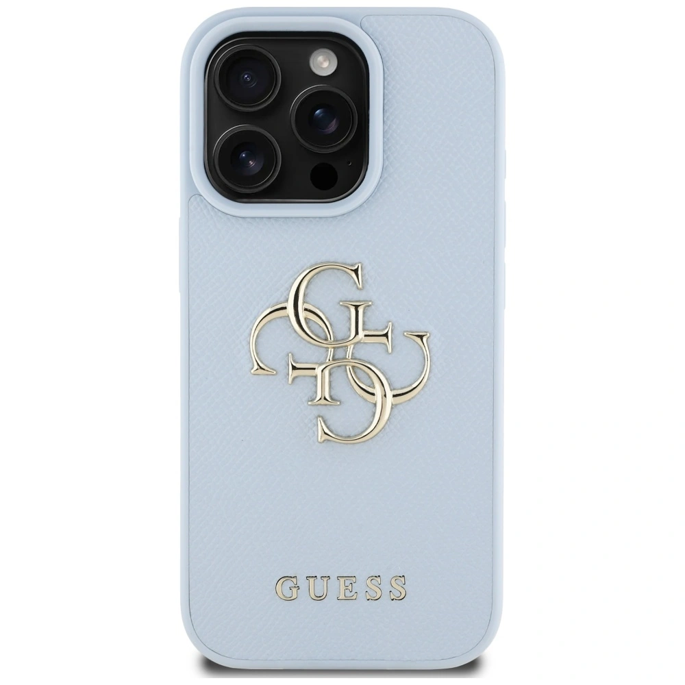 Guess Grained Big 4G Logo Small Classic Logo Apple iPhone 16 Pro Max blue