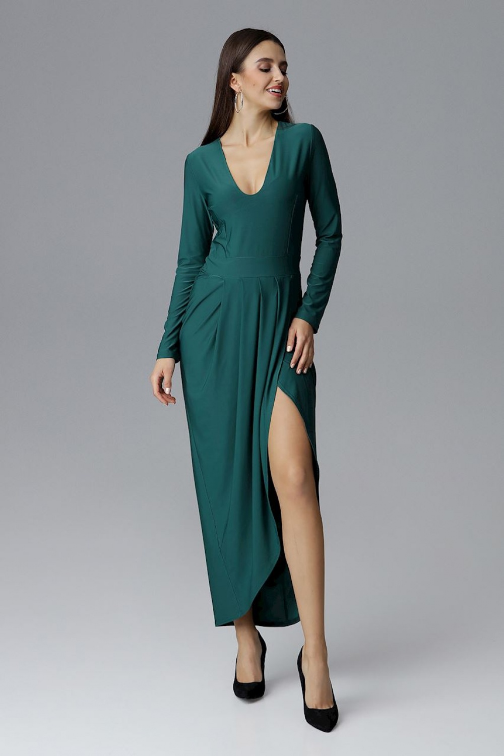 Langes Kleid model 126214 Figl grün Damen