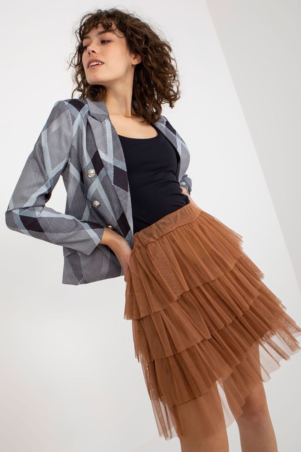  Short skirt model 206150 Och Bella  brown