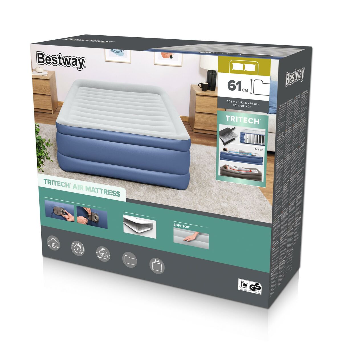 Bestway Double Bed with Motor 203x152x61 cm Inflatable & Camping 67690