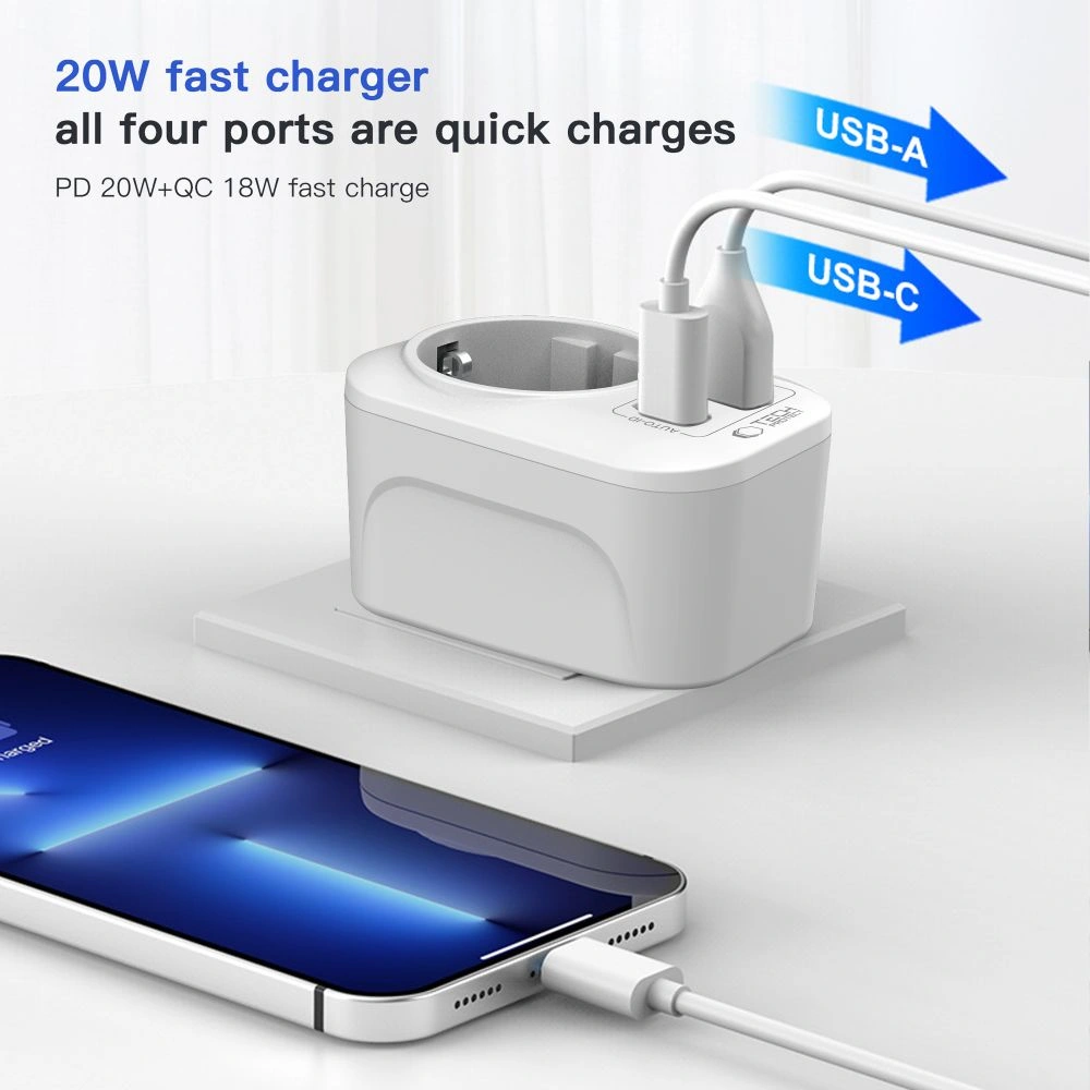 Adapter / przejściówka Tech-Protect TA100 Travel Adapter UK / EU White