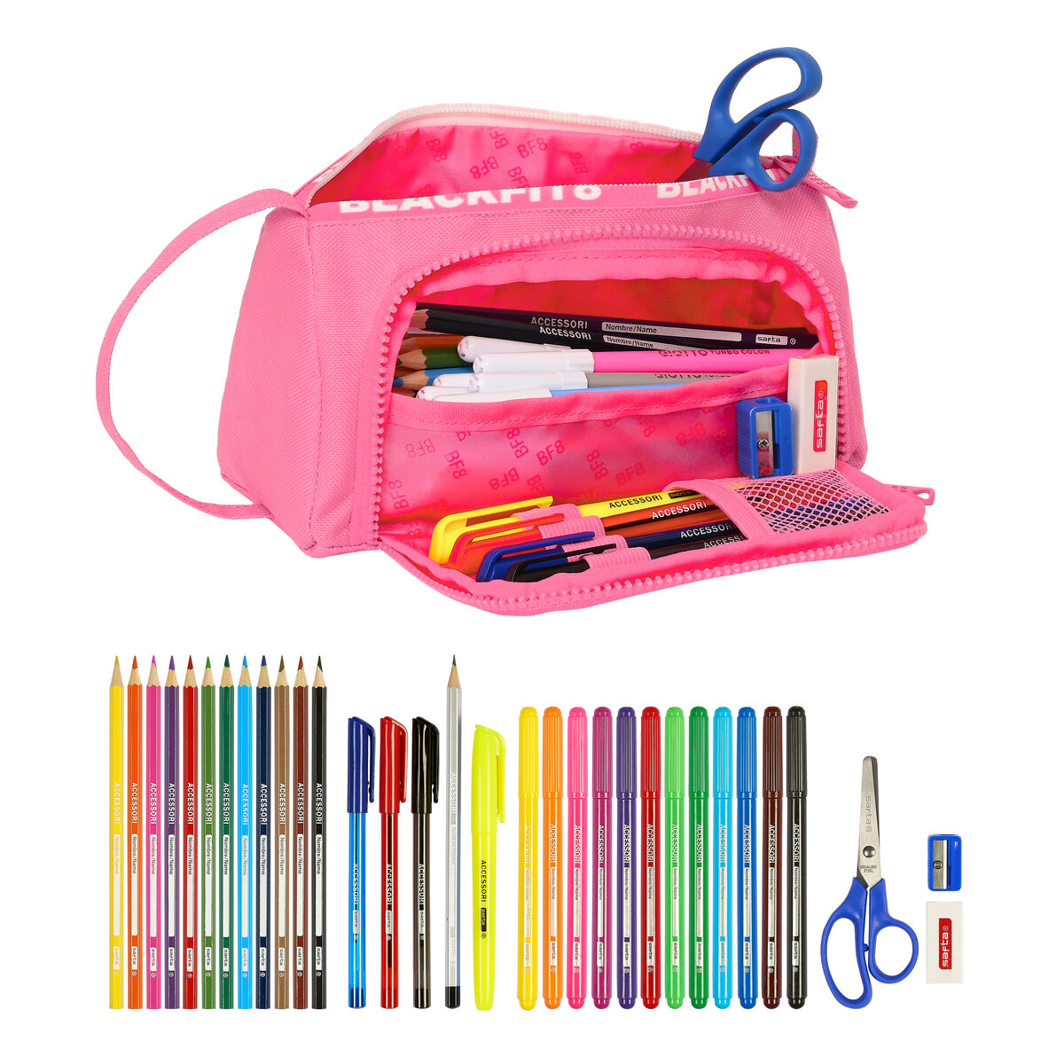 Etui szkolne z akcesoriami BlackFit8 Glow up Różowy (32 Części)