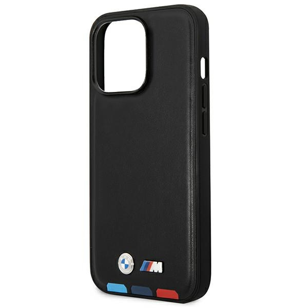 BMW BMHMP14L22PTDK Apple iPhone 14 Pro black Leather Stamp Tricolor Magsafe
