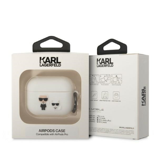 Karl Lagerfeld KLACAPSILKCW Apple AirPods Pro cover white Silicone Karl & Choupette