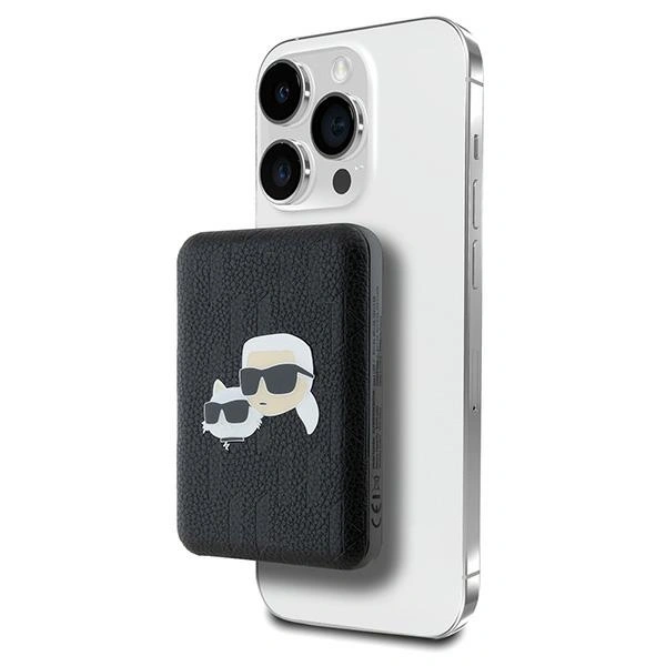 Karl Lagerfeld KLPB5FPGKSKCHK 15W 5000mAh wireless powerbank Karl&Choupette Head Pin MagSafe black