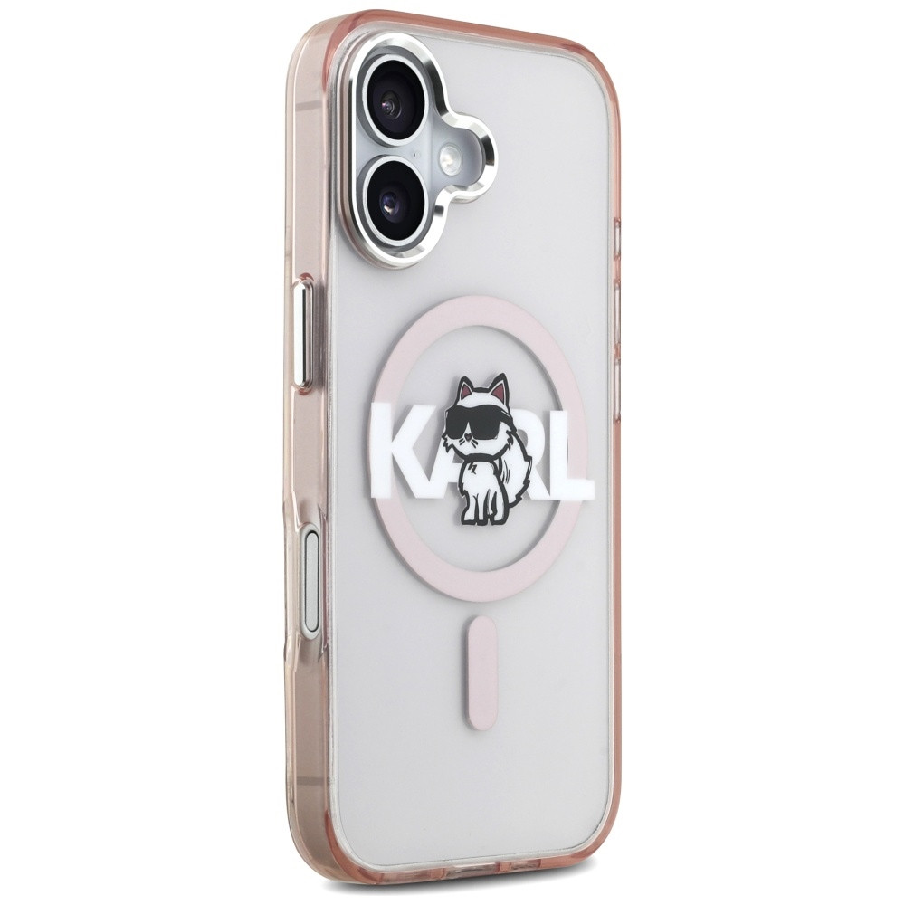 Etui Karl Lagerfeld IML Choupette Sketch Logo MagSafe do Apple iPhone 17 różowy