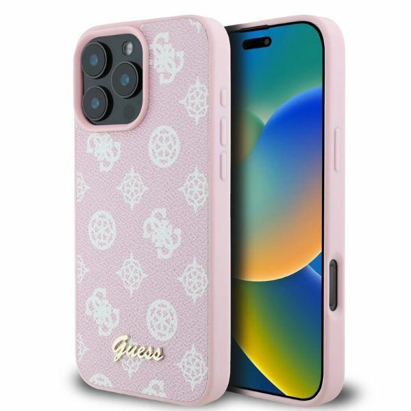 Case Guess GUHMP16XPGPYSP Apple iPhone 16 Pro Max hardcase Peony Script MagSafe pink