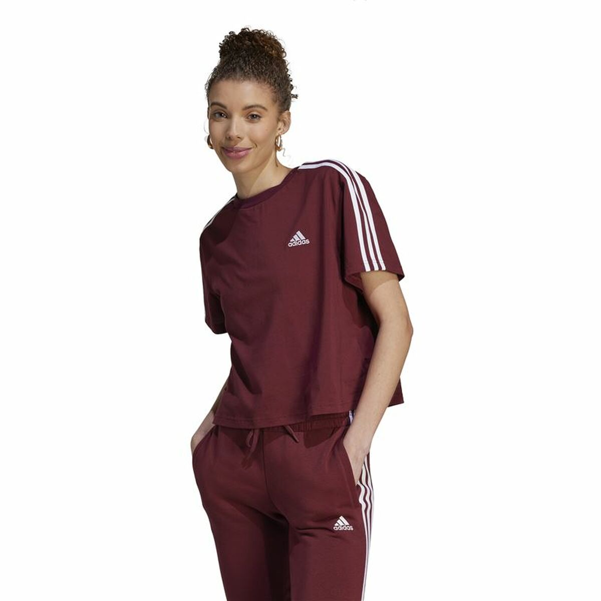 Women’s Short Sleeve T-Shirt Adidas 3S Cr Brown