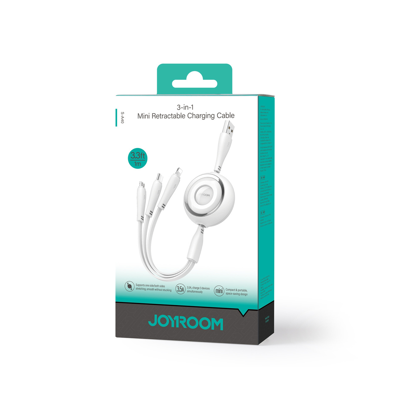 Joyroom Colorful Series S-A40 3in1 cable USB-A / USB-C, Lightning, microUSB 1m white