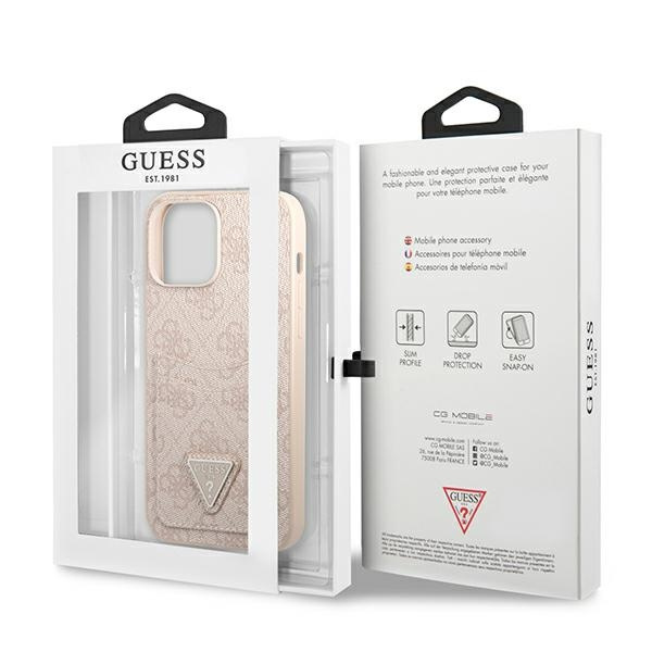 Guess GUHCP13XP4TPP Apple iPhone 13 Pro Max pink hardcase 4G Triangle Logo Cardslot