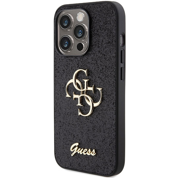 Guess GUHCP15XHG4SGK Apple iPhone 15 Pro Max hardcase Glitter Script Big 4G black