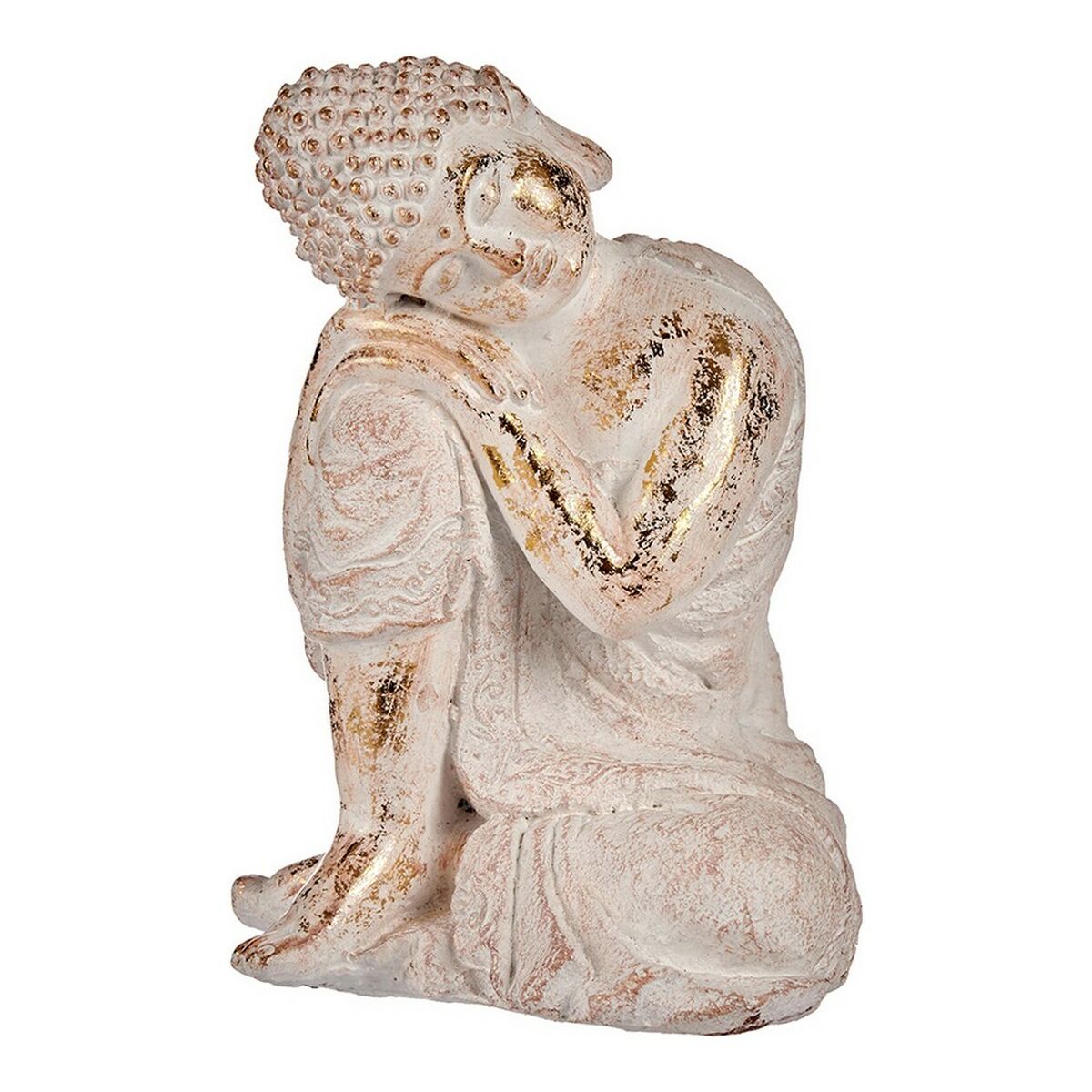 Dekoracyjna figurka ogrodowa Budda Biały/Złoty Polyresin (23 x 33 x 26 cm)