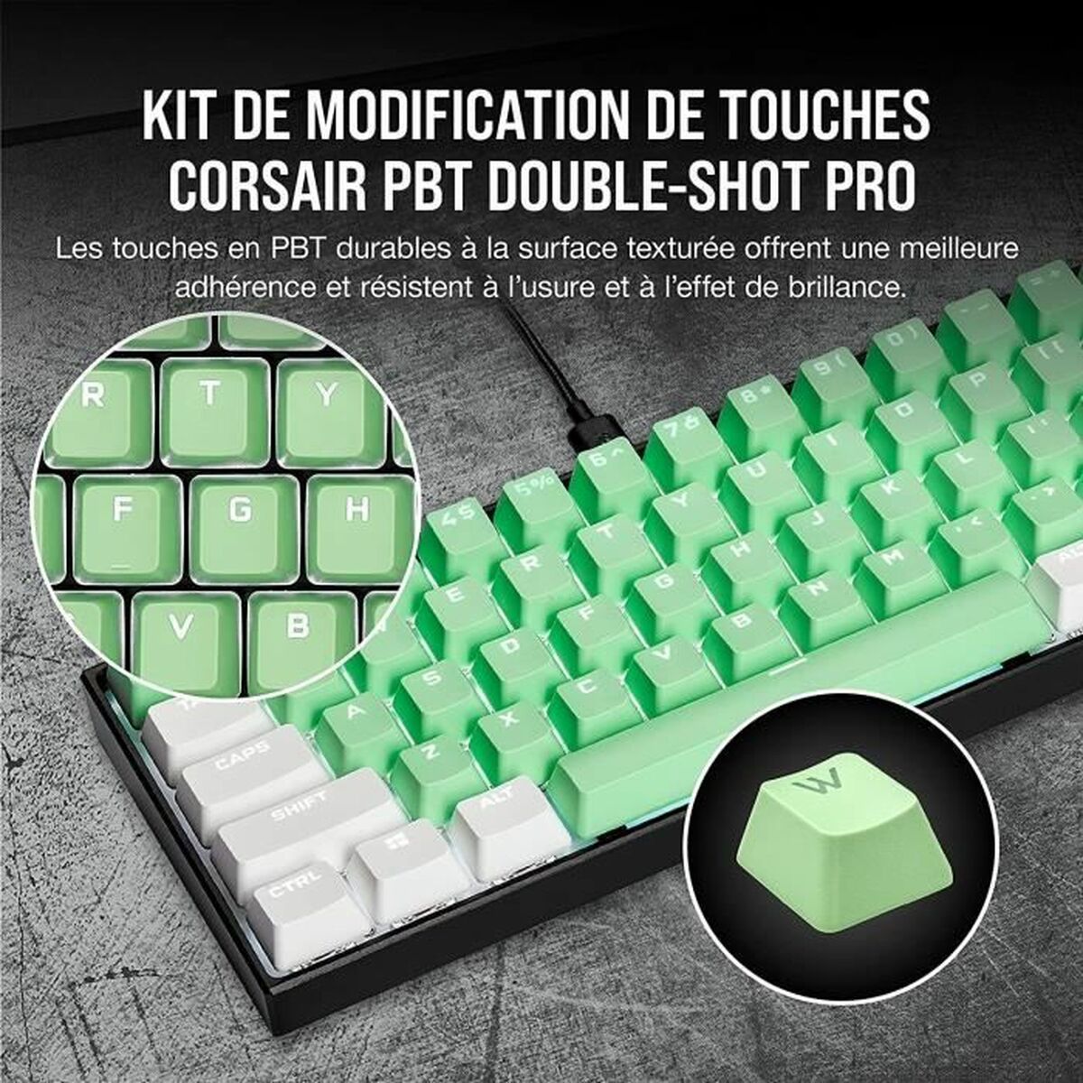 Keyboard case Corsair PBT DOUBLE-SHOT PRO Green French