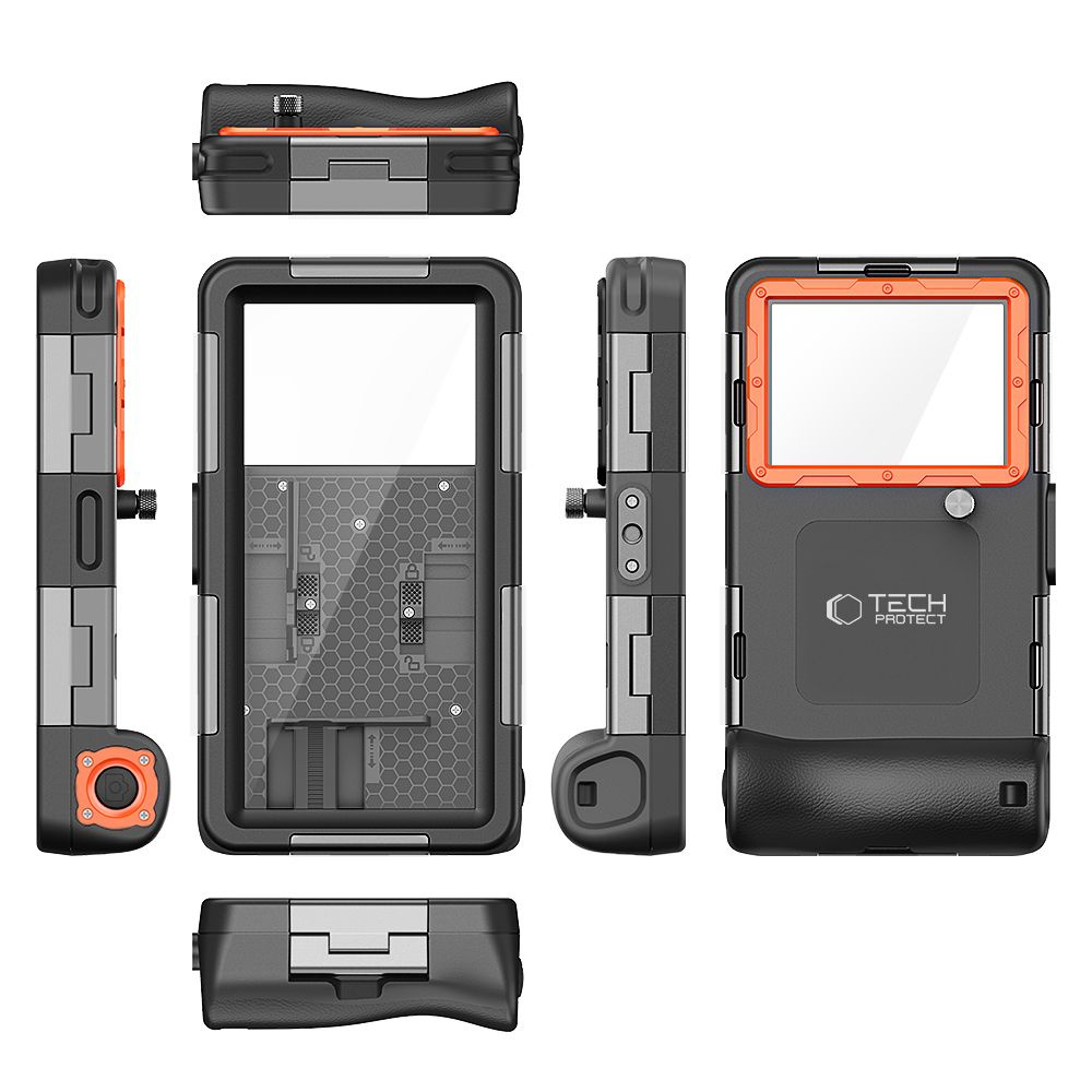 Tech-Protect IPX8 Universal Diving Waterproof Case black/orange